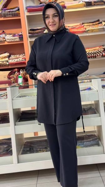 Yanları İp Detaylı Takım Siyah/27133