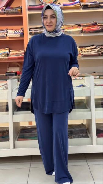 Yanları Yırtmaç Detaylı Oysho Takım Lacivert/14344