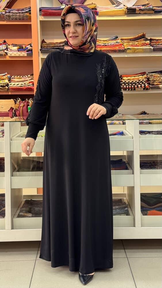 Şura - Yaprak Detaylı Elbise Siyah / 9064