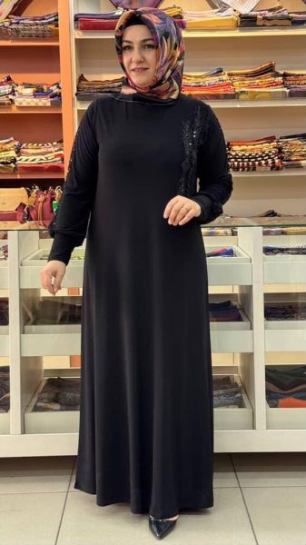 Yaprak Detaylı Elbise Siyah / 9064 Yaprak Detaylı Elbise Siyah / 9064