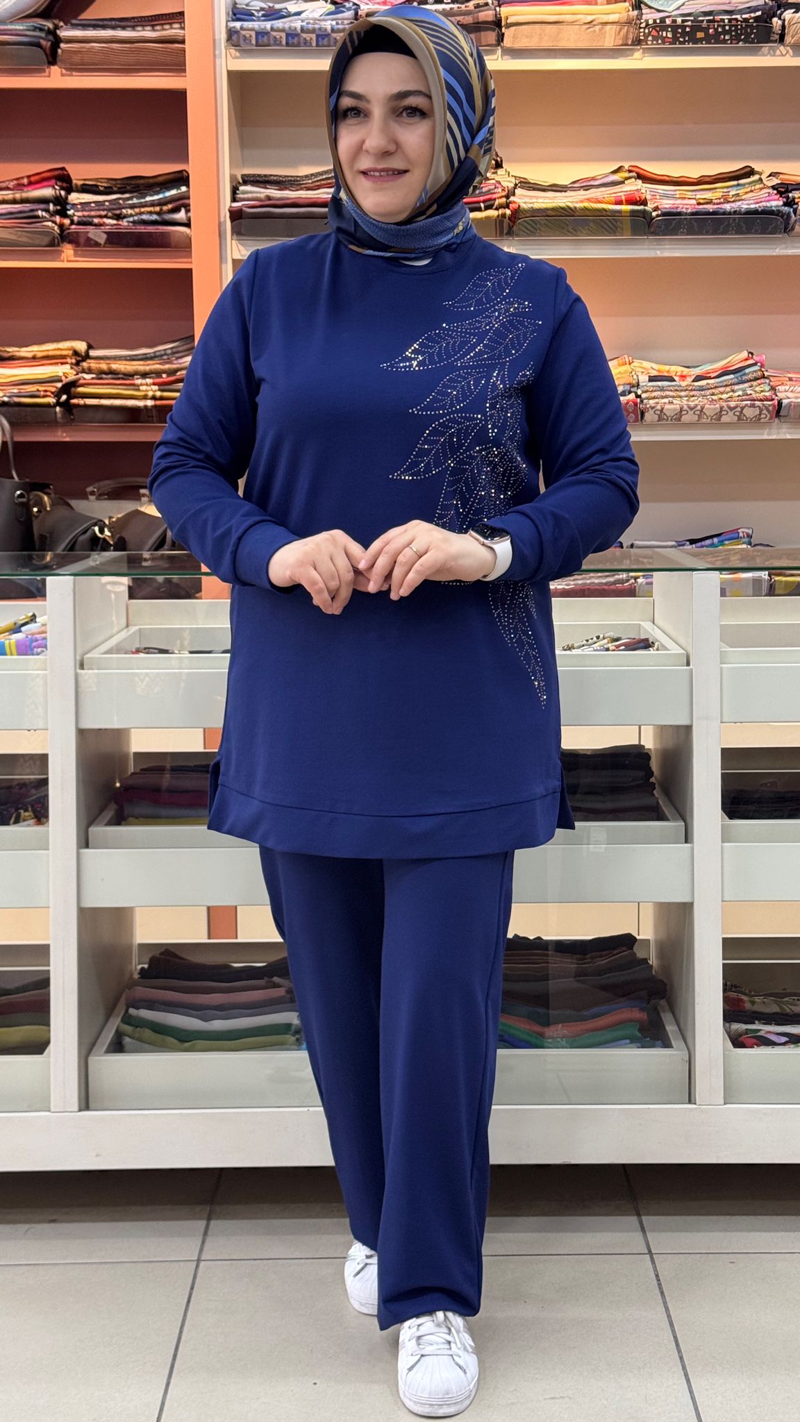 Livza - Yaprak Detaylı Pantolonlu Takım İndigo/5021 