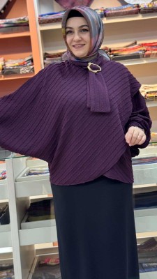 Yarasa Kol Bluz Mürdüm/71370 - Thumbnail