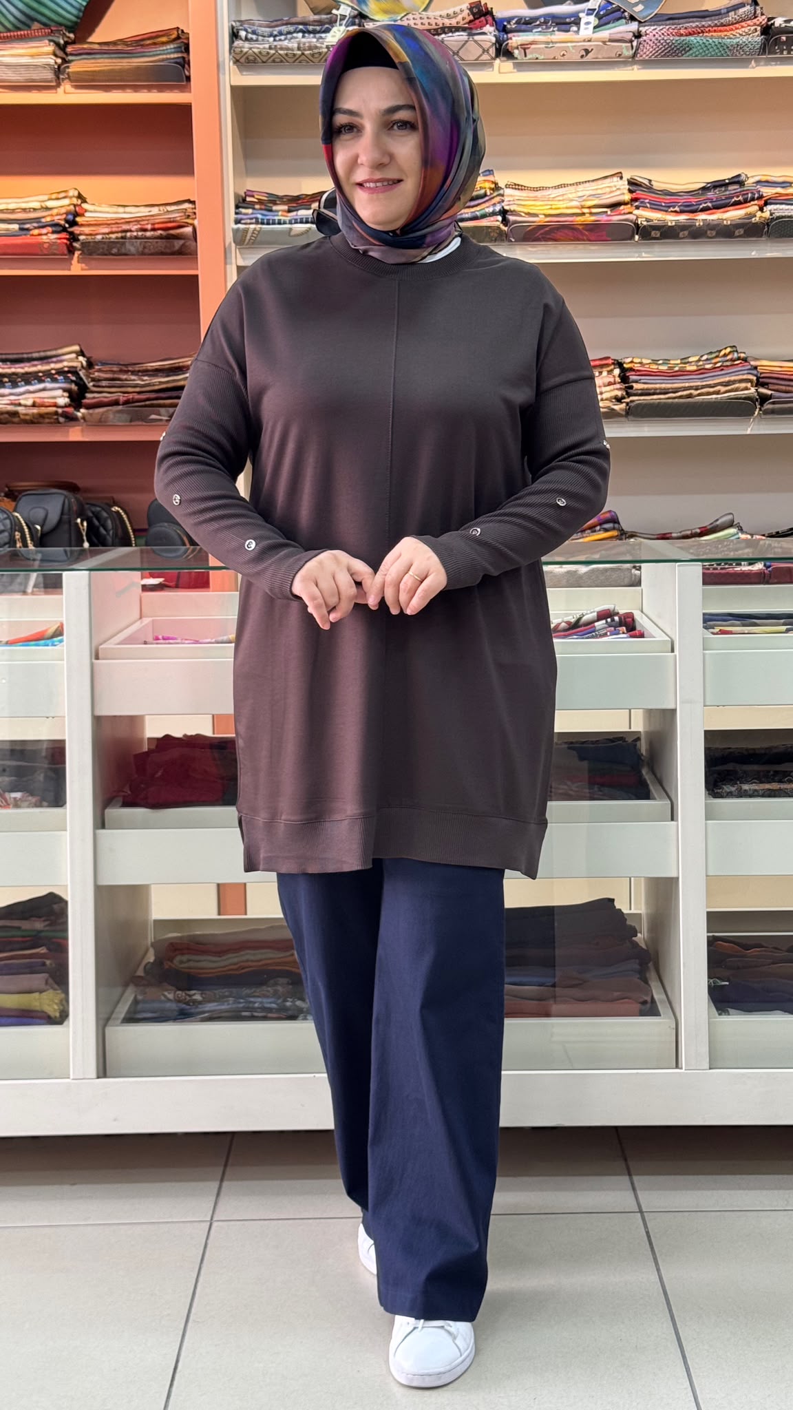 Kado - Yarasa Kol Tunik Kahve / 268484