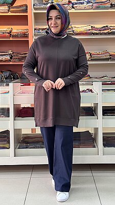 Kado - Yarasa Kol Tunik Kahve / 268484