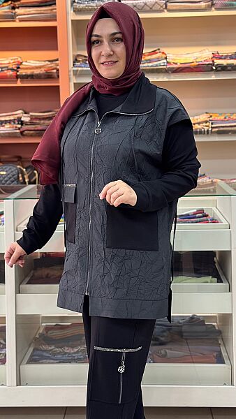 Yeleği Krinkıl Kumaş Üçlü Takım /1065