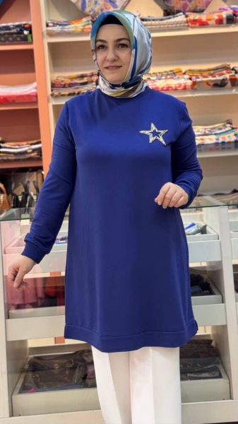 Yıldız Detaylı Tunik İndigo/9700