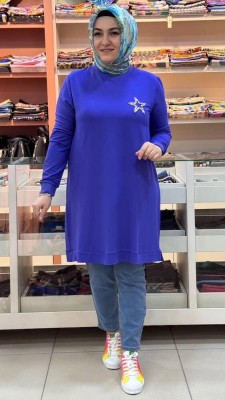 Kado - Yıldız Detaylı Tunik Morcivert/9700