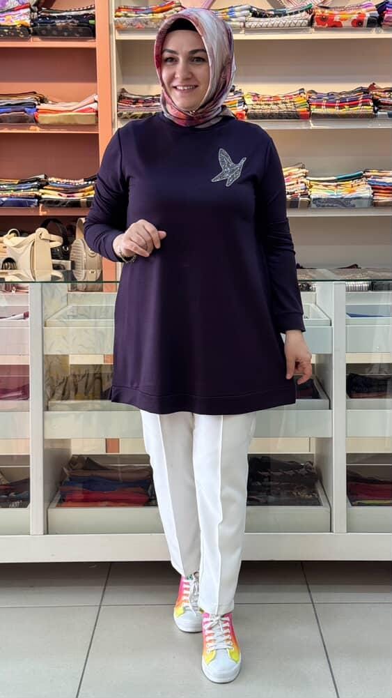Kado - Yusufçuk Taşlı Tunik Mürdüm/9707