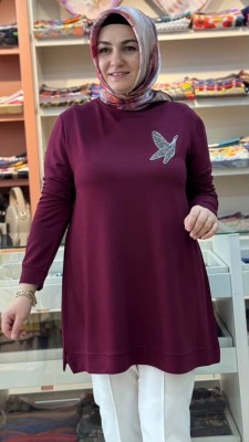 Yusufçuk Taşlı Tunik Bordo/9707 - Thumbnail