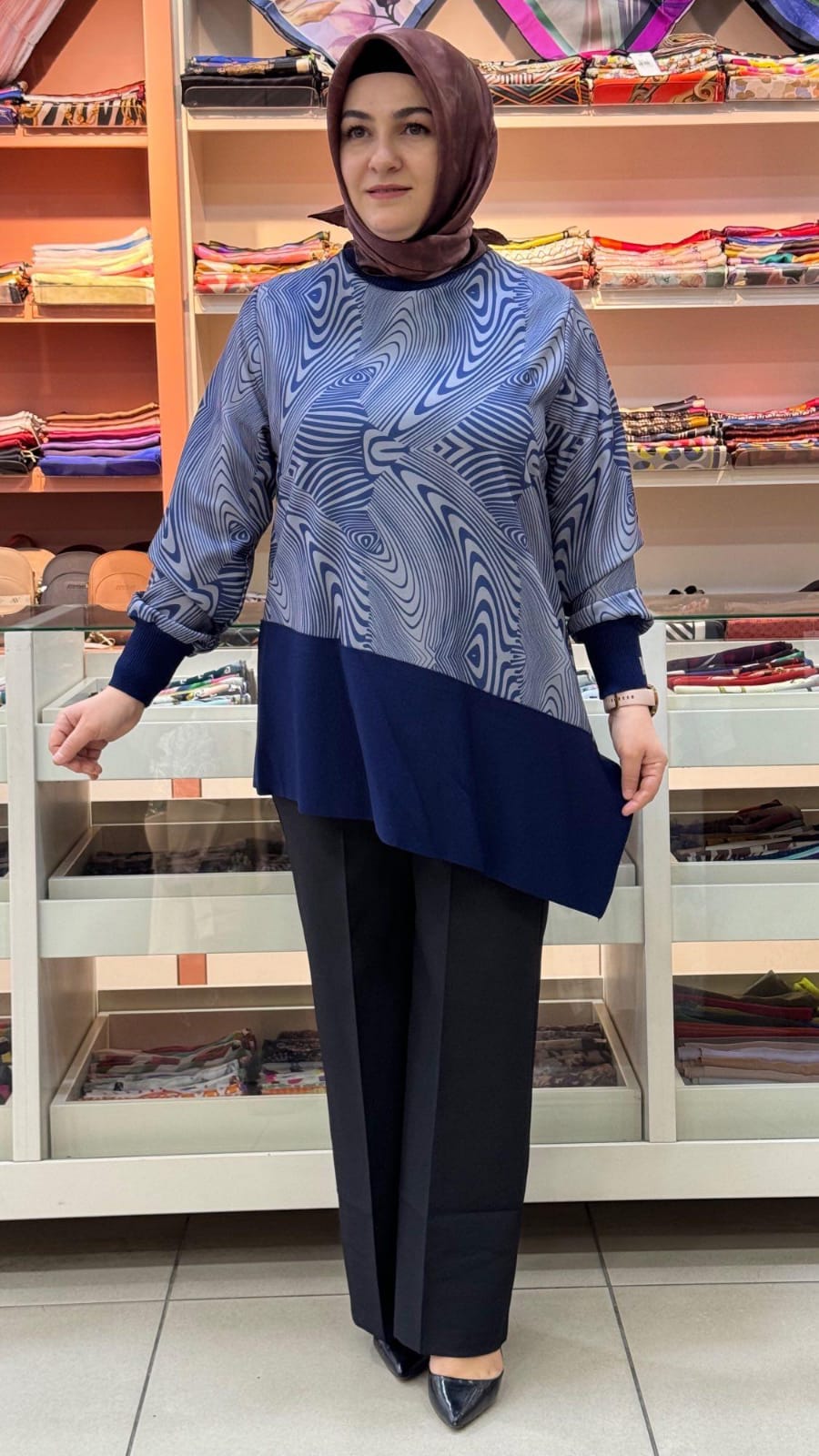 Efraze - Zebra Desen Tunik İndigo/52321