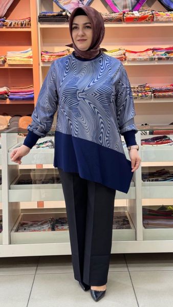 Zebra Desen Tunik İndigo/52321
