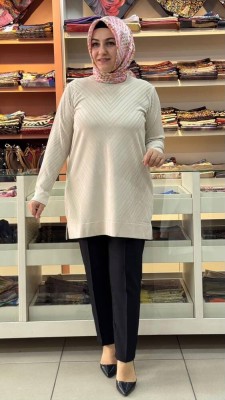  - Zikzak Desen Merserize Triko Tunik Taş/1837