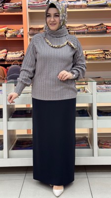 Zincir Ve Flar Detaylı Bluz Vizon / 71418 - Thumbnail