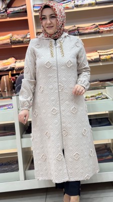 Zincir Ve Kapşon Detaylı Kendinden Desenli Kap Taş/72301 - Thumbnail